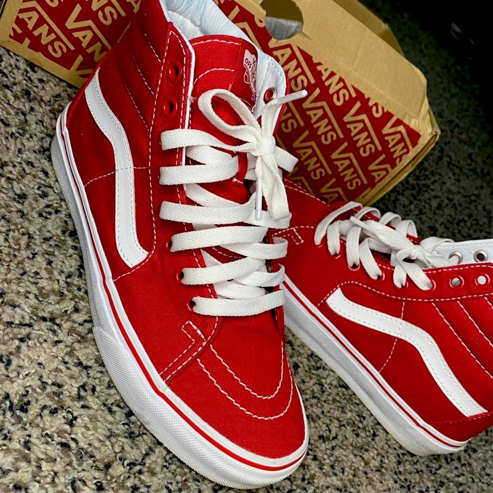 Red & White High Top Vans